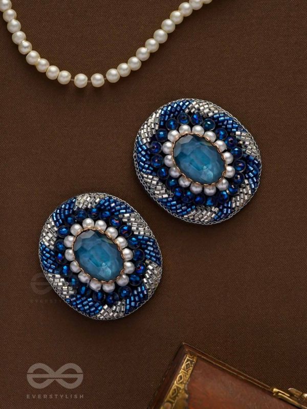 Indradhya - The Celestial Cascade - Stone, Beads, Sequins And Cutdana Hand Embroidered Earrings