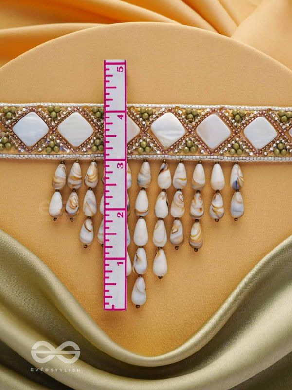 Aparnavara - The Shoreline Glow - Sequins, Beads And Marble Drops Hand Embroidered Neckpiece