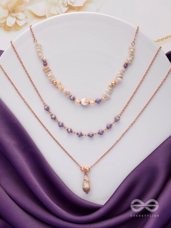 The Lavender Meadows - Casual Multilayered Neckpiece With Anti-Tarnish Coating 