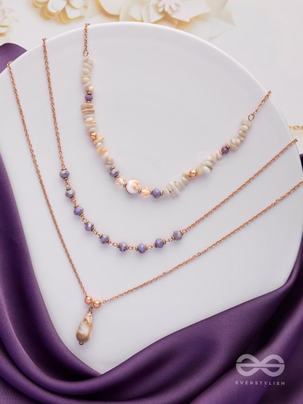 The Lavender Meadows - Casual Multilayered Neckpiece With Anti-Tarnish Coating 