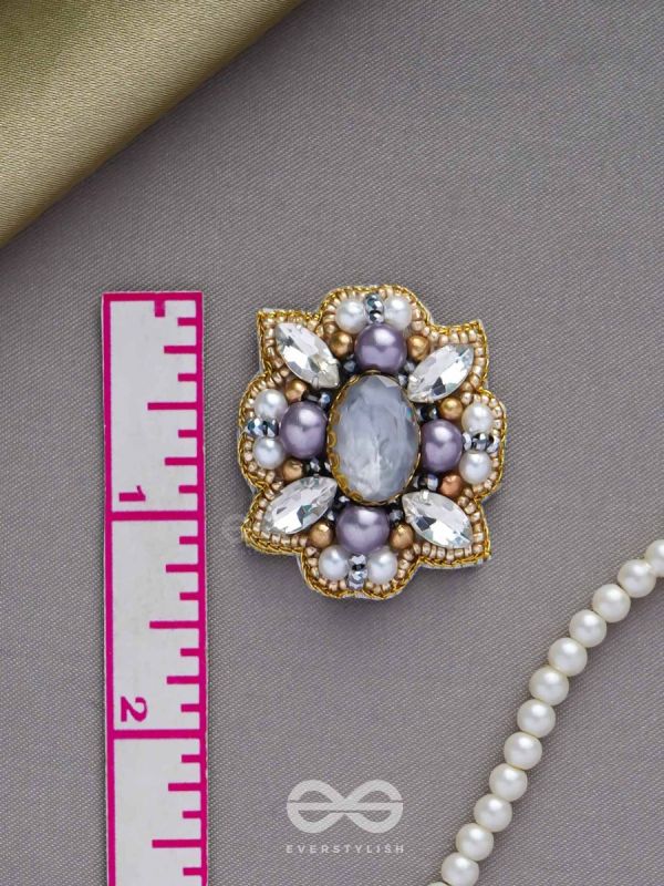 CHANDRAVALLI - THE SMOKY MOON - STONE, PEARLS AND BEADS EMBROIDERED EARRINGS (GRAY)