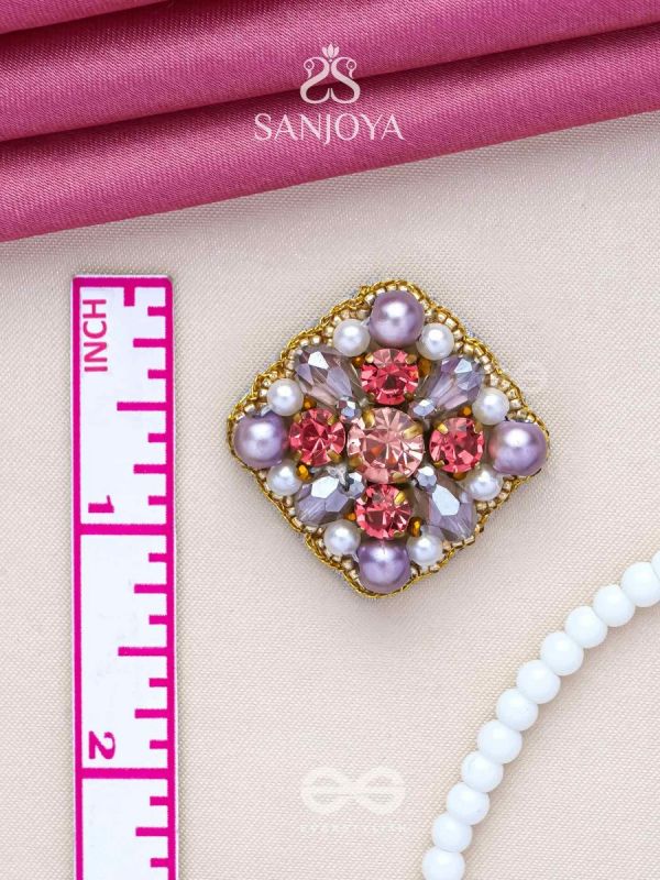 AMANITA - THE HUMBLE GRACE - STONE, BEADS AND PEARLS EMBROIDERED STUD EARRINGS 