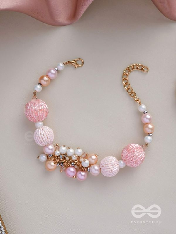 RAMNEEYA - THE LOVELY GRACE - PEARLS AND BEADS EMBROIDERED BRACELET (PINK)
