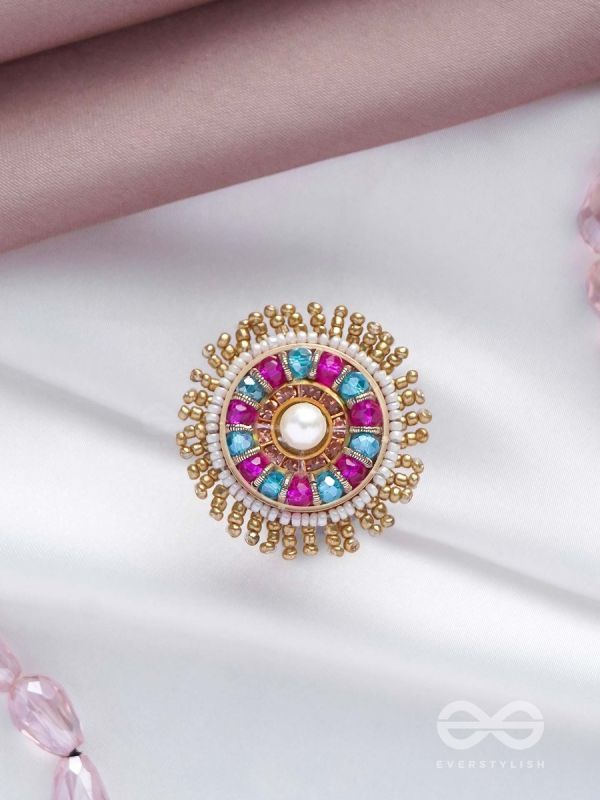 UPARATI - REFLECTION OF CALMNESS - BEADS AND PEARLS EMBROIDERED RING (MULTICOLOR)