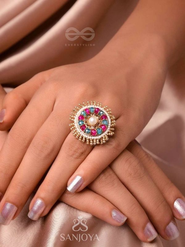 UPARATI - REFLECTION OF CALMNESS - BEADS AND PEARLS EMBROIDERED RING (MULTICOLOR)