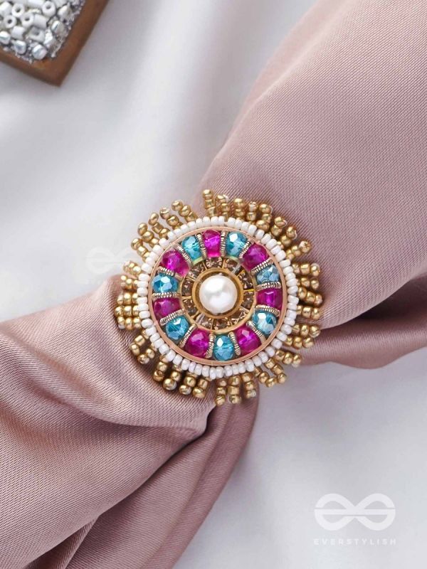 UPARATI - REFLECTION OF CALMNESS - BEADS AND PEARLS EMBROIDERED RING (MULTICOLOR)