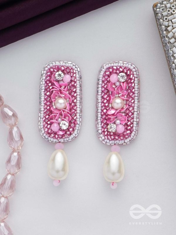 VARAVARSHINI - BESTOWER OF BOONS - STONE, BEADS AND PEARLS EMBROIDERED EARRINGS