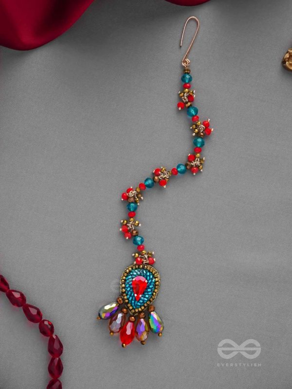 KOMYA - THE POLISHED CHARISMA - STONE, BEADS AND GLASS DROP EMBROIDERED MAANGTIKA