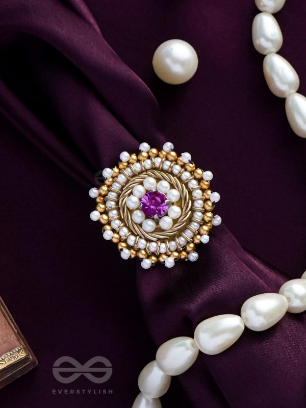 Kimbila - A Sweet Bud - Beads, Dabka And Stone Hand Embroidered Ring