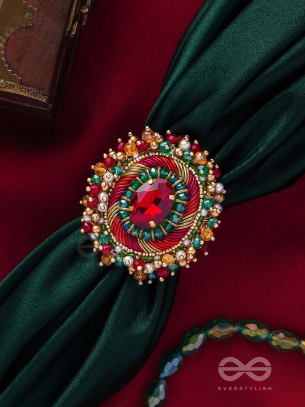 Vibhrajita - The Sparkling Gem - Beads, Dabka And Stone Hand Embroidered Ring (Multicolor)