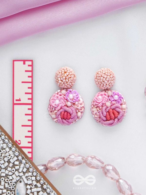 Pushpayita - Adorned With Flowers - Sequins, Cutdana, Resham And Beads Hand Embroidered Earrings