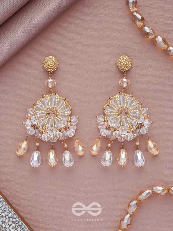PRASANNA - THE PURE - BEADS AND GLASS DROPS EMBROIDERED EARRINGS