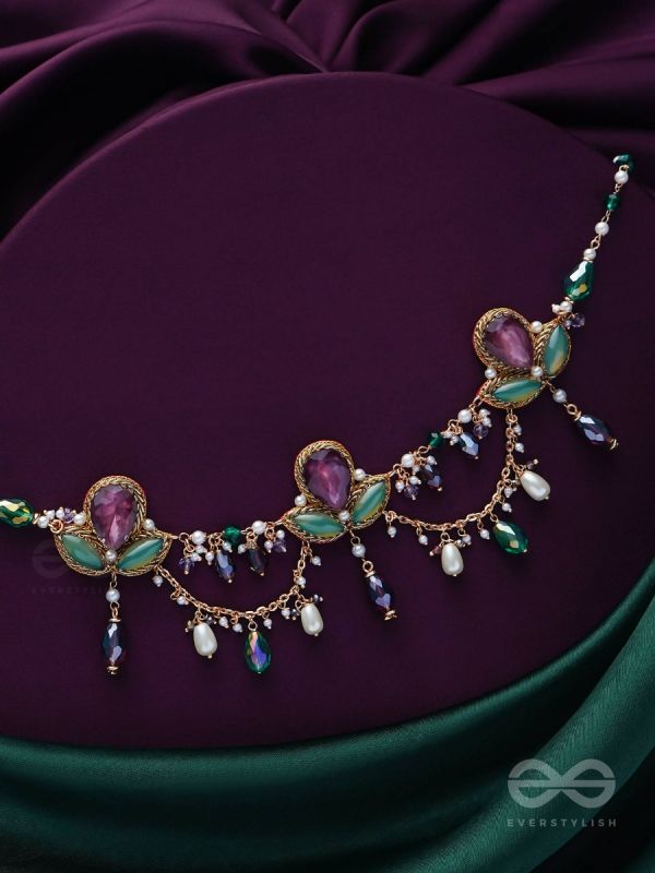 Aabharan - The Royal Ornament - Stones, Beads, Glass And Pearl Drop Embroidered Neckpiece With Anti-Tarnish Coating