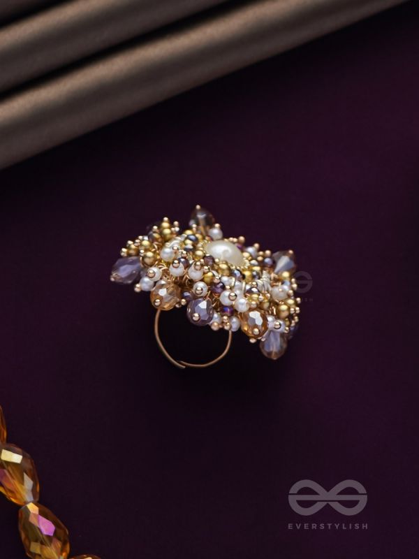 ANUKULIKA - THE REGAL BRILLIANCE - PEARLS AND BEADS EMBROIDERED RING