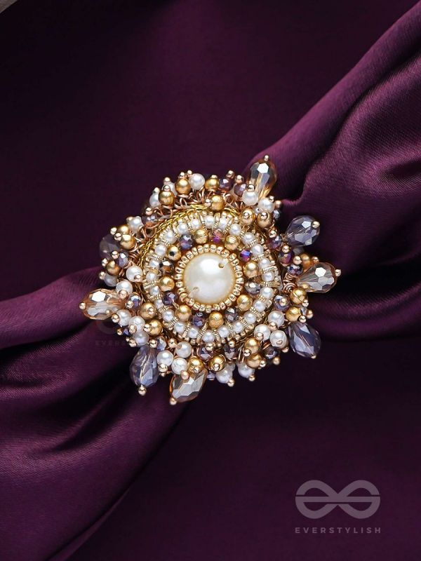ANUKULIKA - THE REGAL BRILLIANCE - PEARLS AND BEADS EMBROIDERED RING
