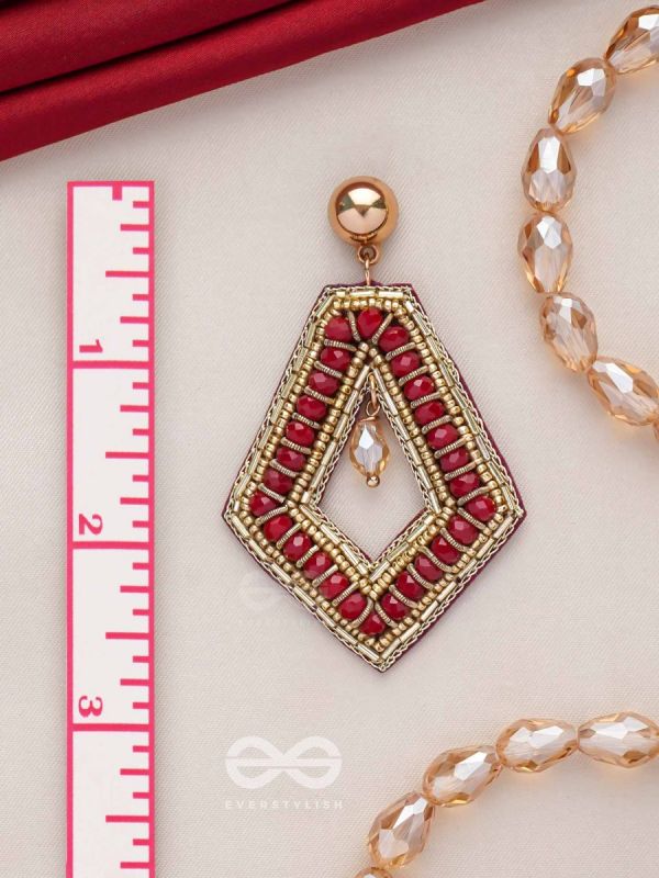 PREDHA - CLASSIC ALLURE - BEADS AND GLASS DROP EMBROIDERED EARRINGS