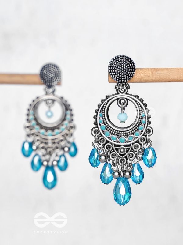THE SKY SWAY - EMBELLISHED OXIDISED EARRINGS