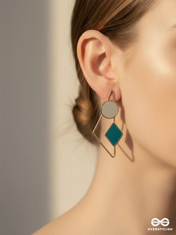 THE ELEGANT APEX - GOLDEN ENAMELED EARRINGS