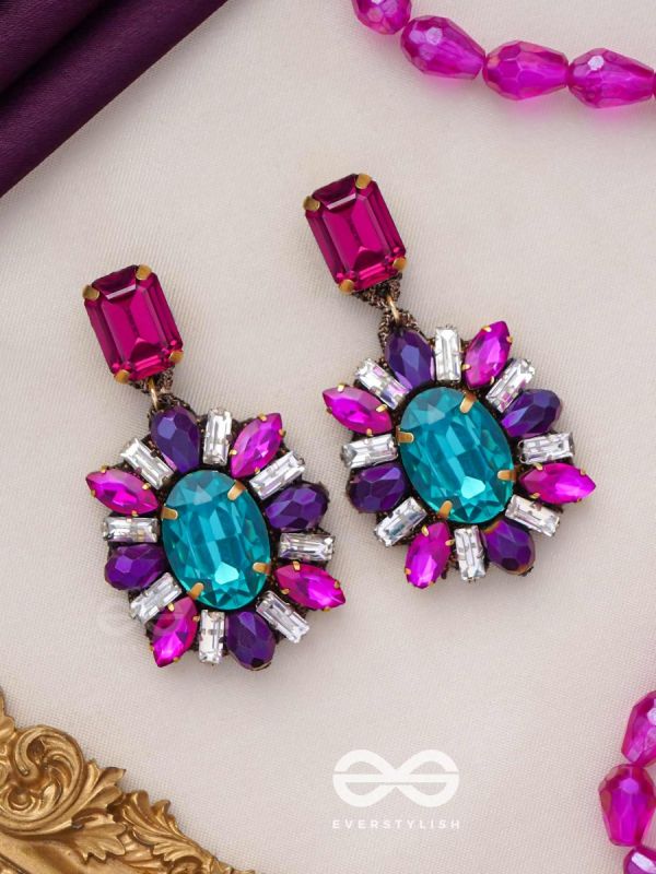 RATNAVILASINI - DECORATED IN JEWELS - STONE EMBROIDERED EARRINGS