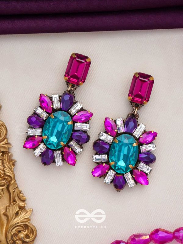 RATNAVILASINI - DECORATED IN JEWELS - STONE EMBROIDERED EARRINGS