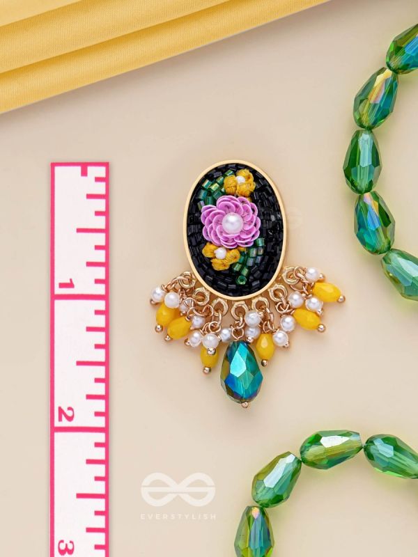 KOUSHA - A FLOWER BUD - SEQUINS, BEADS AND CUT DANA EMBROIDERED EARRINGS