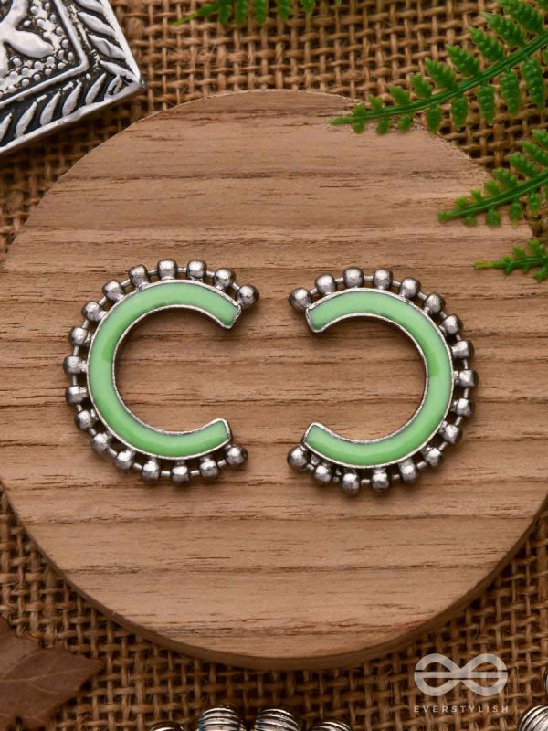 CRISP SPRINGTIMES - SILVER ENAMELLED EARRINGS