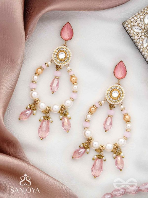 Uthila - Rosey Glow Gala - Golden Embellished Earrings