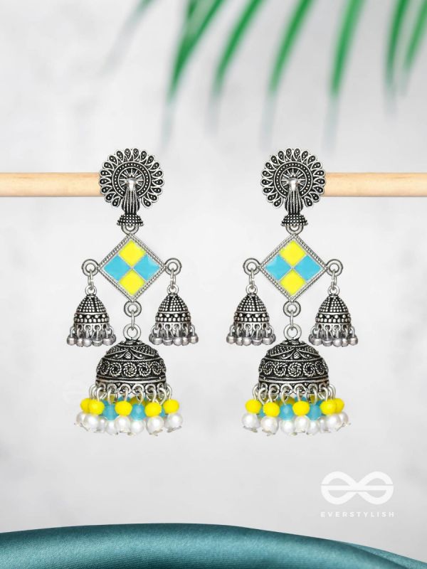 MELLOW YELLOW SKIES - EMBELLISHED OXIDISED EARRINGS
