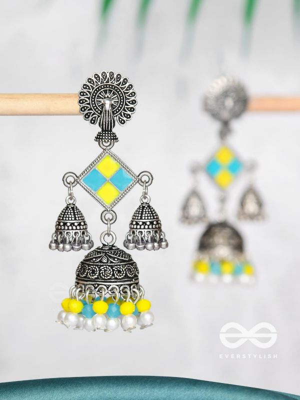 MELLOW YELLOW SKIES - EMBELLISHED OXIDISED EARRINGS