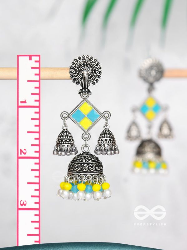 MELLOW YELLOW SKIES - EMBELLISHED OXIDISED EARRINGS