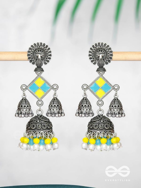 MELLOW YELLOW SKIES - EMBELLISHED OXIDISED EARRINGS