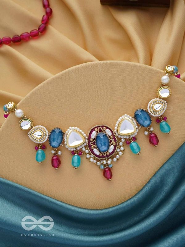 VAIYATYA - THE CELESTIAL GLOW - STONE, BEADS, POLKI AND KUNDAN FINISHED EMBROIDERED NECKPIECE