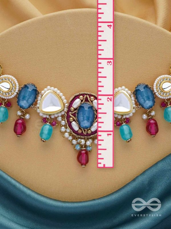VAIYATYA - THE CELESTIAL GLOW - STONE, BEADS, POLKI AND KUNDAN FINISHED EMBROIDERED NECKPIECE