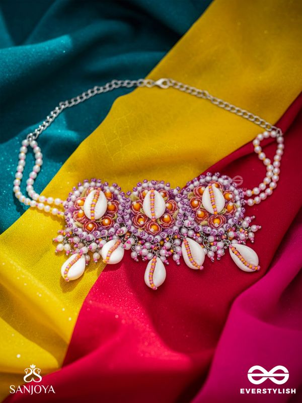 DRAPA - OCEAN MELODY BLOSSOMS - SHELL AND BEADS EMBROIDERED NECKLACE