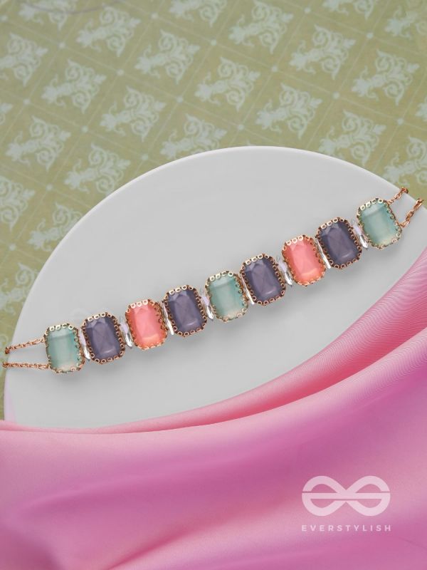 The Tropical Blush - Statement Choker Neckpiece With Anti-Tarnish Coating (Teal, Blue & Pink)