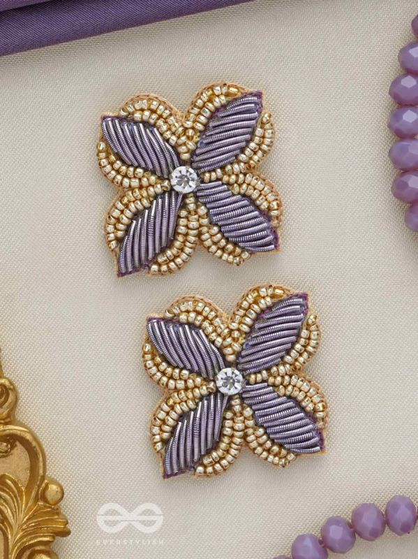 ABJINI - THE MAGICAL BLOOM - DABKA, STONE AND BEADS EMBROIDERED EARRINGS