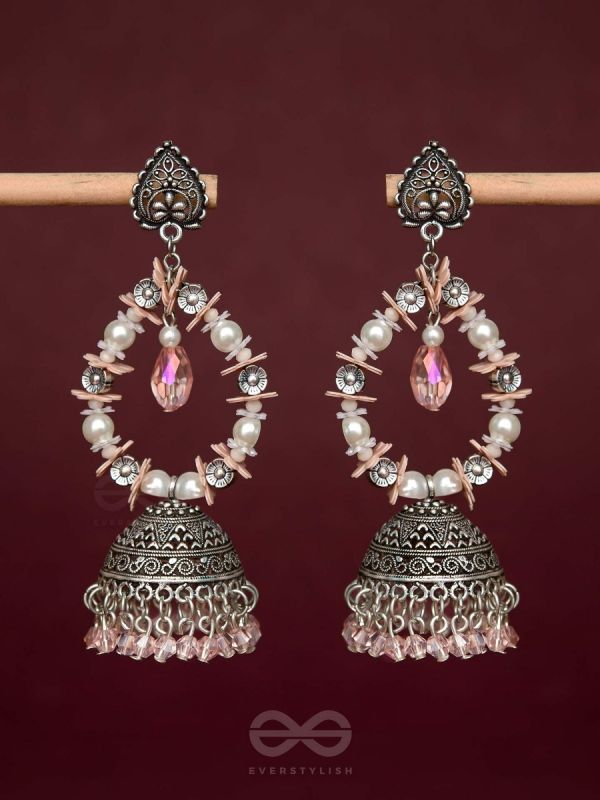 Soft Tinge Sparkles - Statement Jhumka Earrings