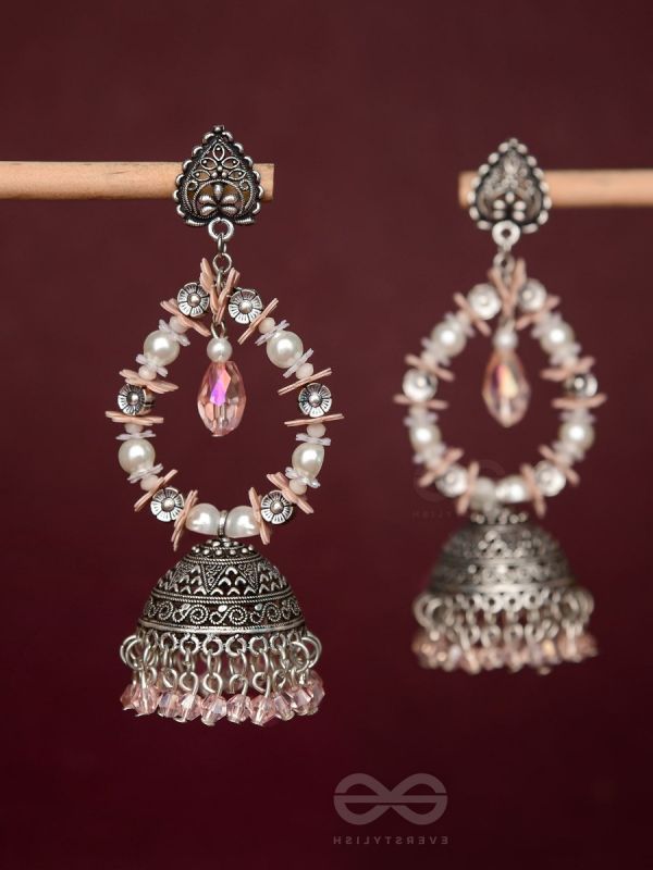 Soft Tinge Sparkles - Statement Jhumka Earrings