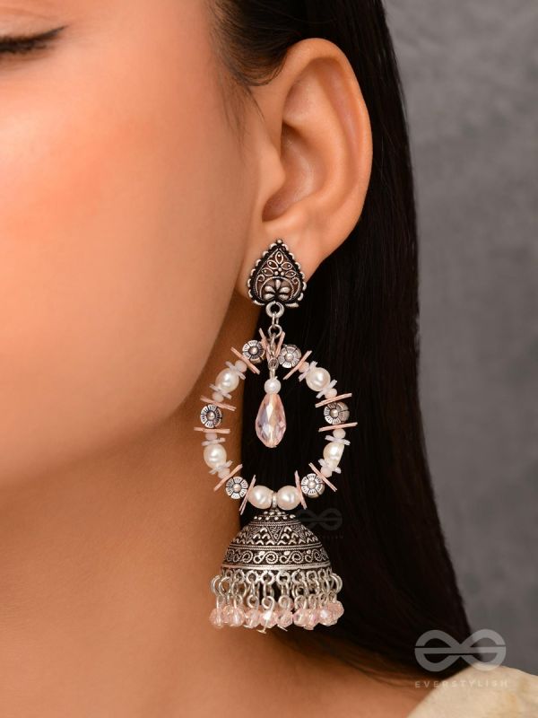 Soft Tinge Sparkles - Statement Jhumka Earrings