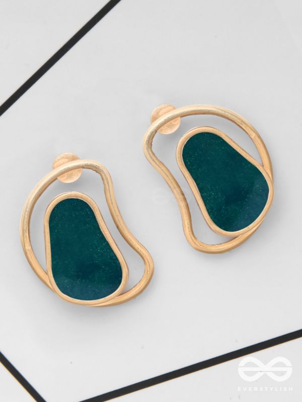 The Indigo Illusion - Golden Enamelled Stud Earrings