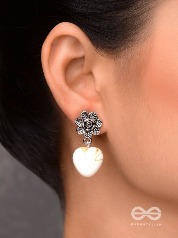THE HEART'S DESIRE - OXIDISED EMBELLISHED EARRIBGS