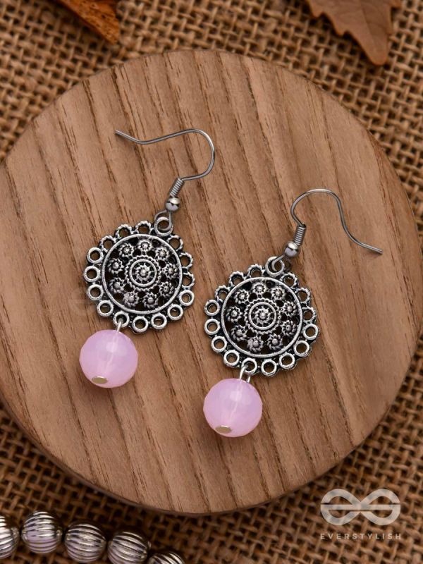 BLUSH BLOSSOMS - OXIDISED JHUMKA EARRINGS
