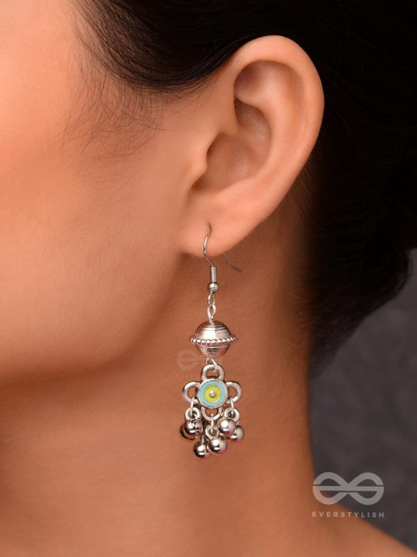 BEADED HORIZON CHARMS - EMBELLISHED OXIDISED EARRINGS