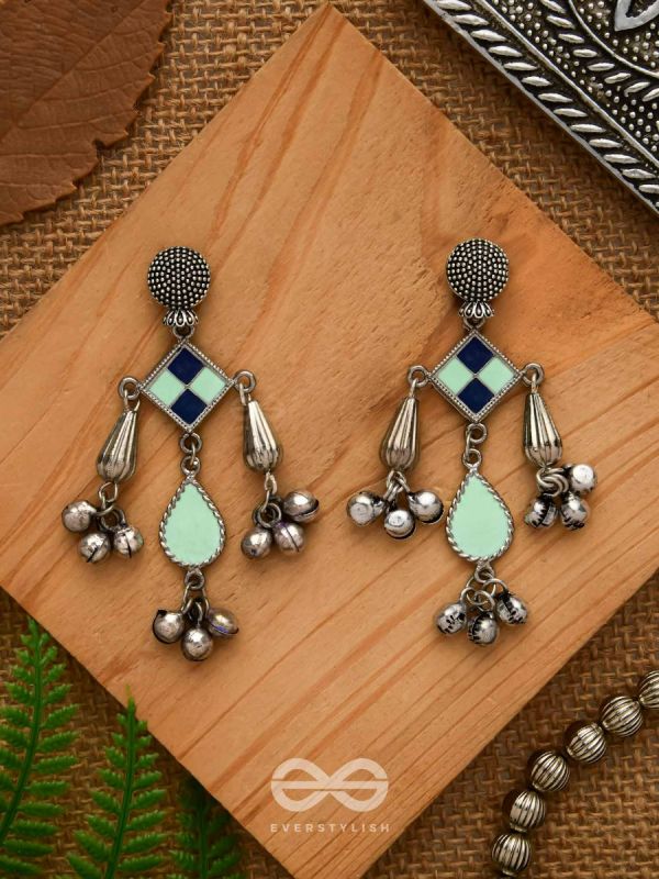 Minty Melodies - Enamelled Oxidised Earrings