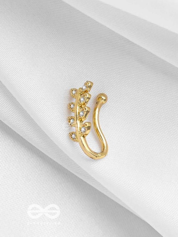 LEAF OUT BEAUTY - GOLDEN CZ NOSERING (NON-PIERCING)