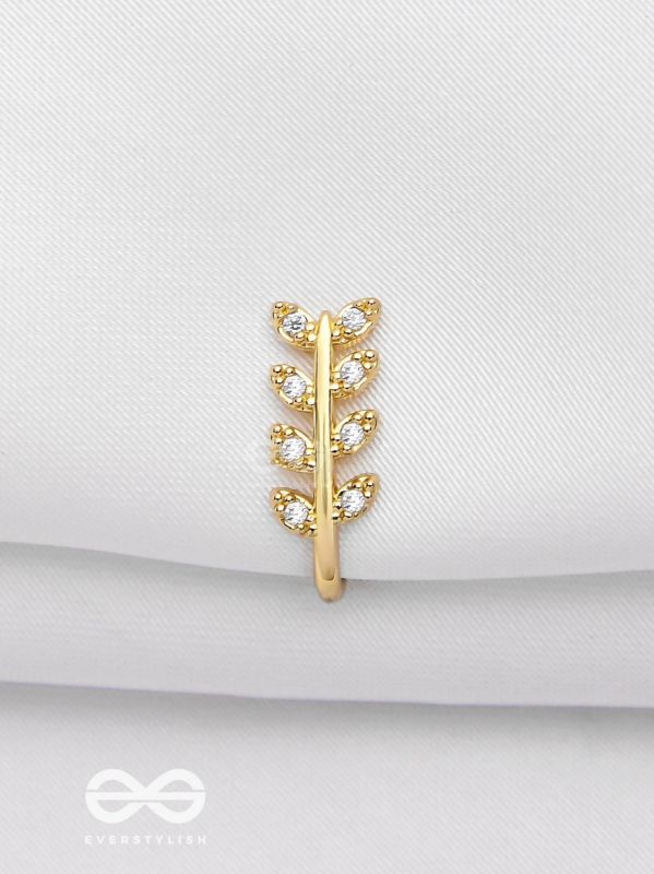 LEAF OUT BEAUTY - GOLDEN CZ NOSERING (NON-PIERCING)