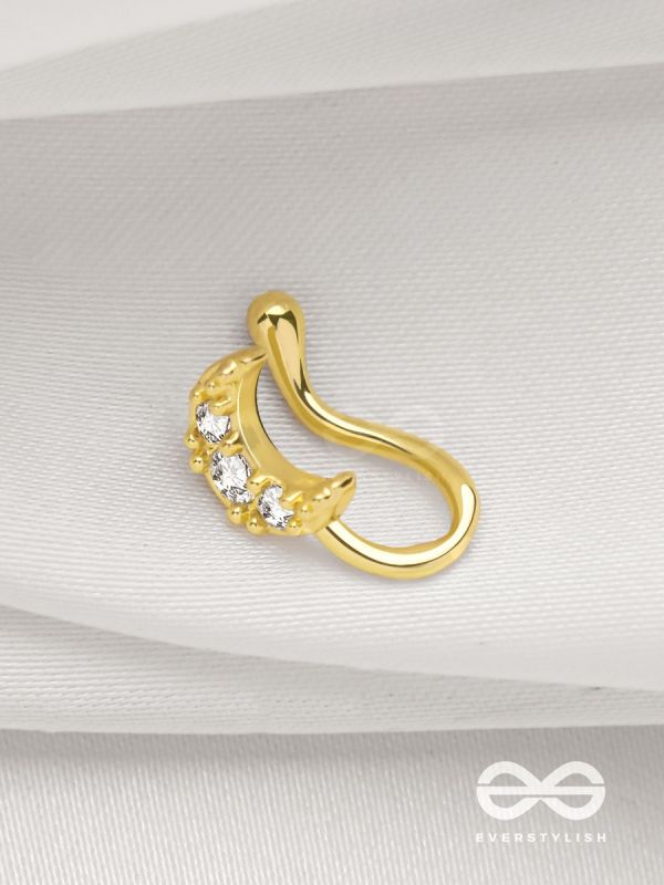 CRESENT MOONLIGHT - GOLDEN CZ NOSERING (NON-PIERCING)