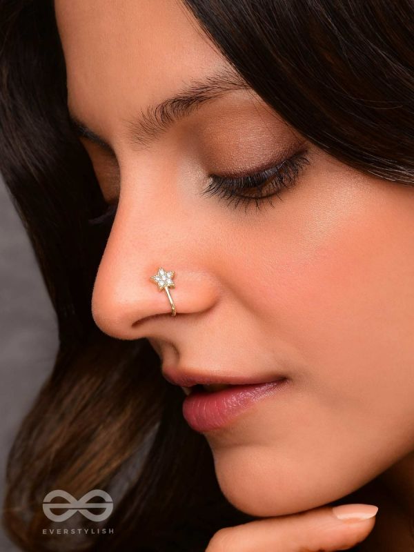 CHAMPAGNE STAR - GOLDEN CZ NOSERING (NON-PIERCING)