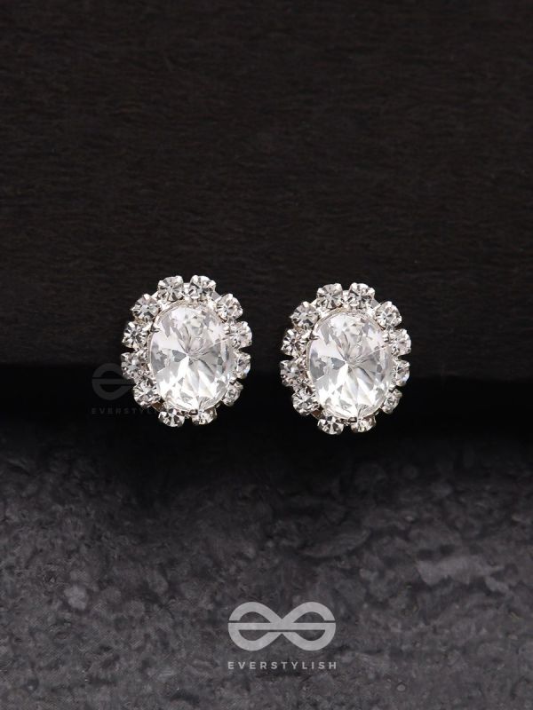 SHIMMER AND SHINE - SILVER EMBELLISHED STUD EARRINGS