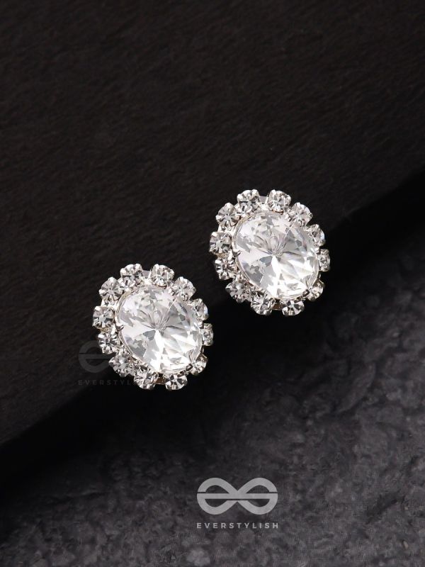 SHIMMER AND SHINE - SILVER EMBELLISHED STUD EARRINGS